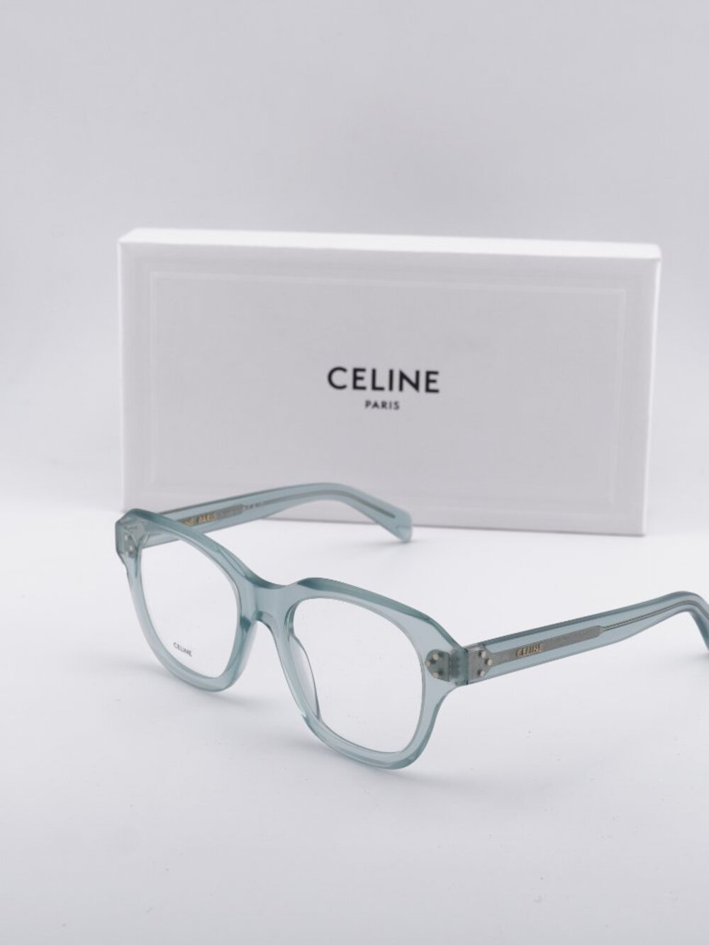 Celine CL50124I 093 Square Eyeglasses 50mm - Shiny Transparent Lime
